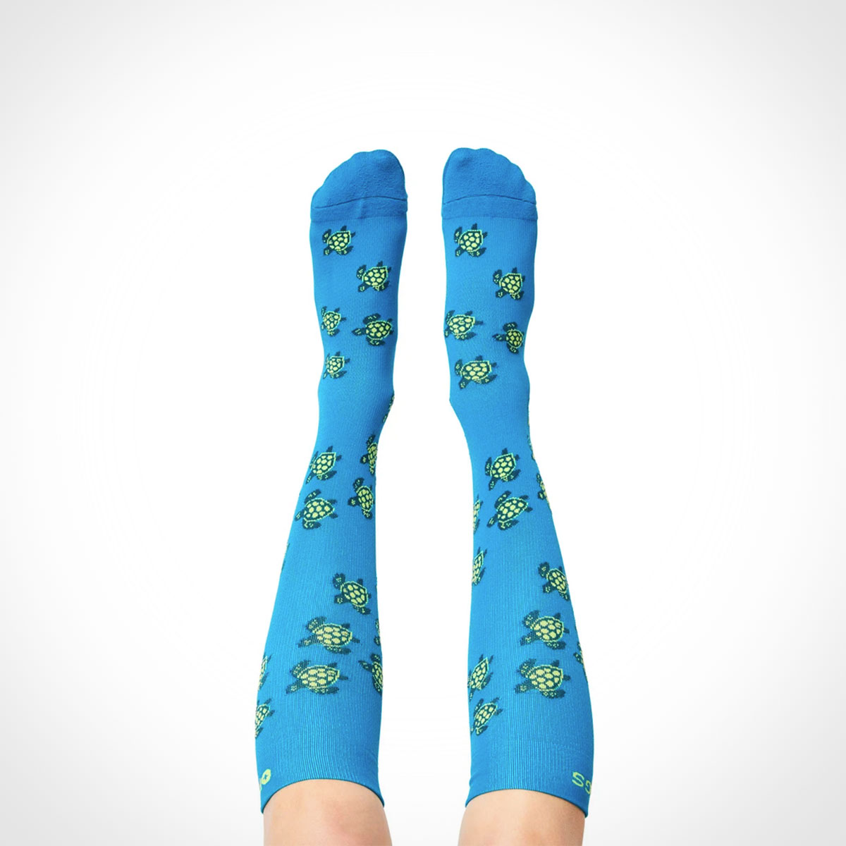 Women's FIGS Logo Compression Socks - FIGS Logo/Caribbean Blue